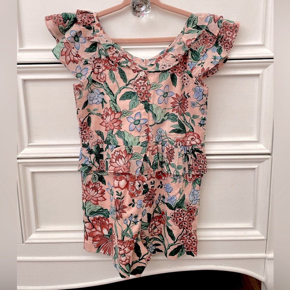 Janie and Jack Pink Floral Romper Size 3T - Picture 2 of 5